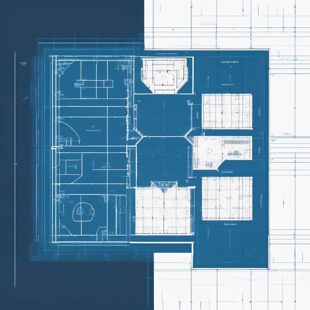 Minimal black and white gym operations grid with teal and blue signals