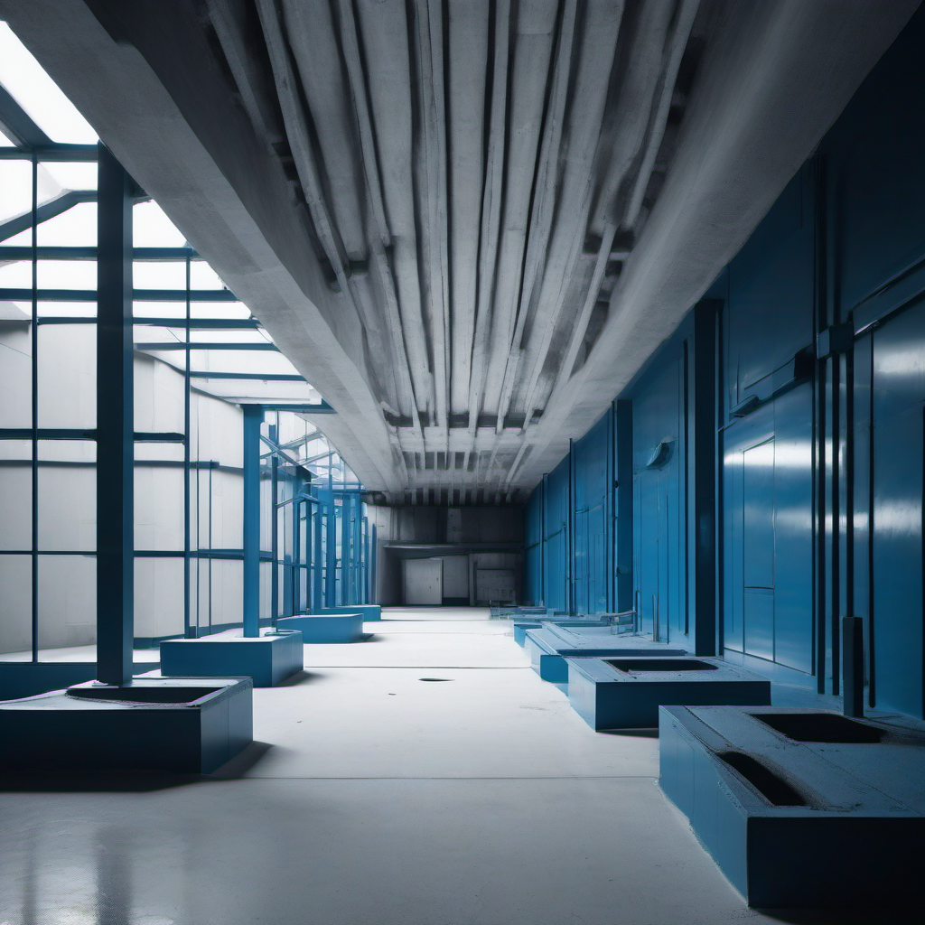 Stark black and white gym interior with a teal and blue telemetry signal
